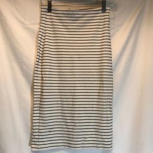 White + Warren White and Black Stripe MIDI Skirt Modest Normcore sz M US made